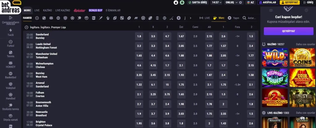 Live mərc imkanları