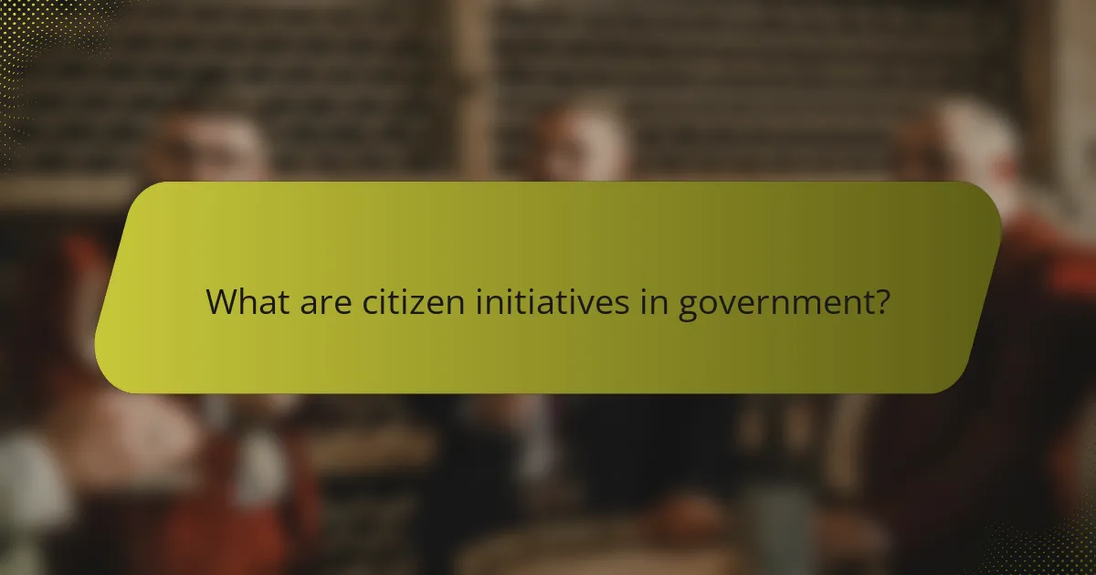 What are citizen initiatives in government?