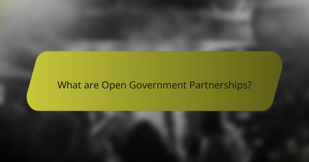 What are Open Government Partnerships?