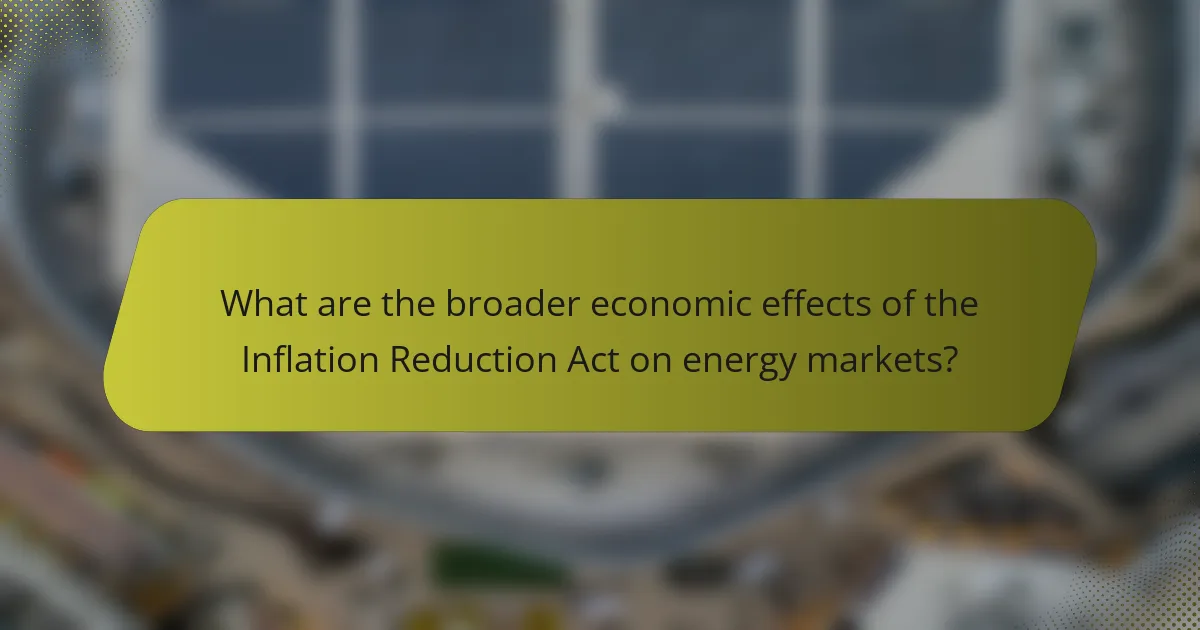What are the broader economic effects of the Inflation Reduction Act on energy markets?