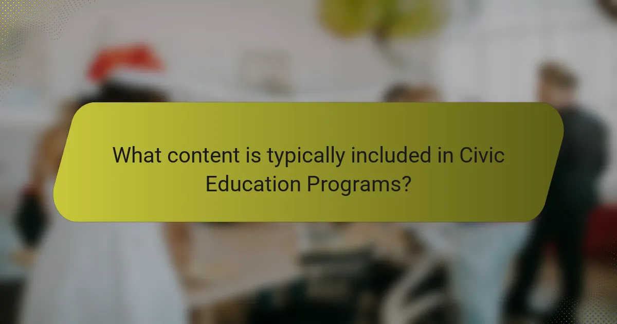 What content is typically included in Civic Education Programs?
