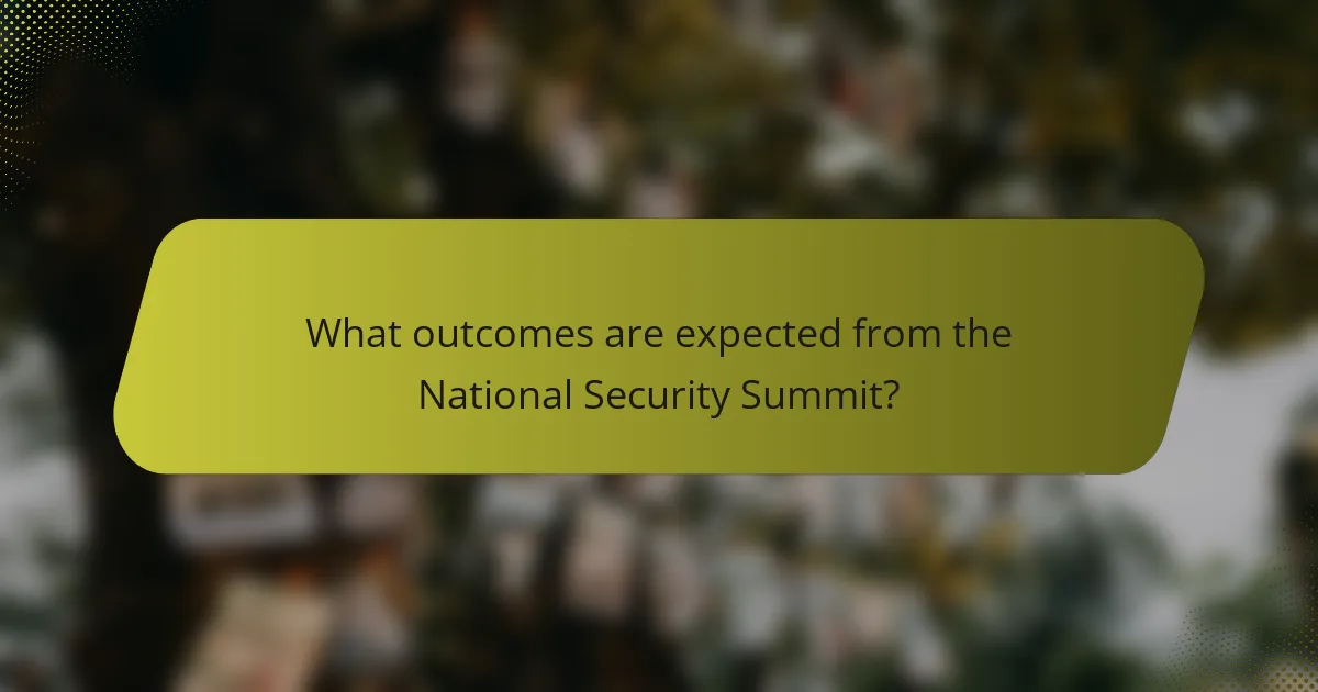 What outcomes are expected from the National Security Summit?